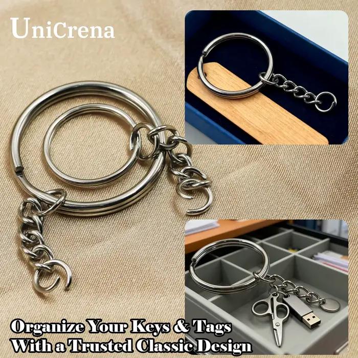 Unicrena Anneau à Bascule Acier Inoxydable avec Chaîne et Anneaux - Porte-Clés pour DIY, Création de