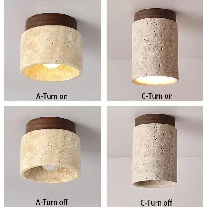 Plafonnier moderne en travertin pour chambre, couloir, hall d'entrée, escalier – Luminaire décoratif