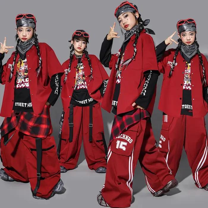 Sweat-shirt à la mode Hip Hop pour garçons, pantalon cargo pour danse de rue, haut K-pop pour filles