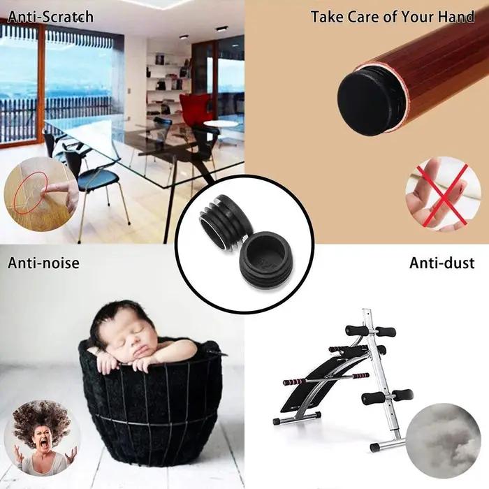 Embouts de pieds de chaise ronds en plastique noir, coussretours anti-aldes, couvre-pieds de meubles