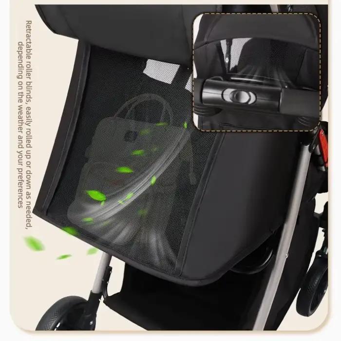 Poussette bébé unidirectionnelle inclinable position assise pliage un clic légère design haute vue forte absorption chocs sorties parc visites pédiatres cadeau nouveau parents