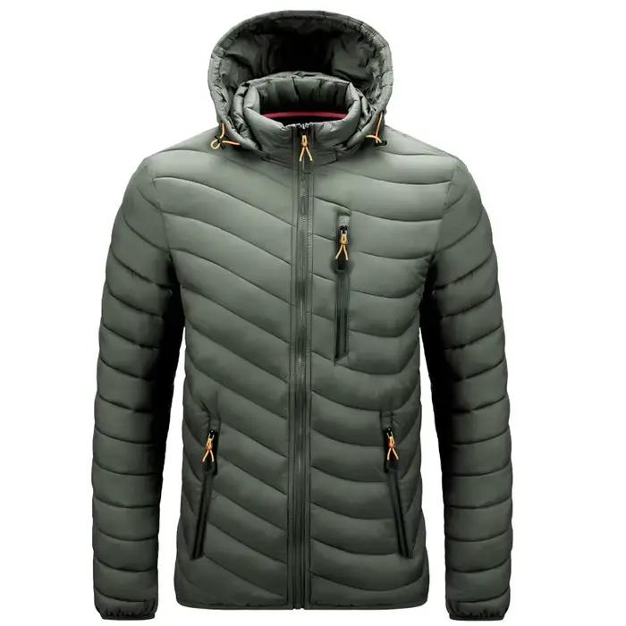 Veste d'extérieur légère pour hommes, à capuche, isolée, thermique, bouffante, chauffée, pour course