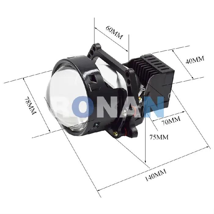 RONAN – lentille de phare Led 3.0 pouces, 45W Bi, deux réflexes, 2000LM, 5500K, pour Hella 3R G5 Hi