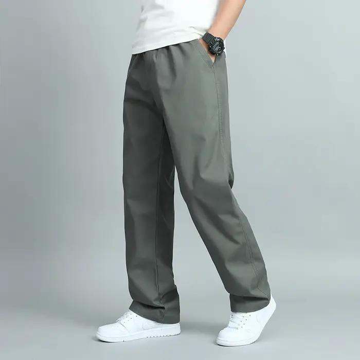 Grande taille hommes décontracté coton pantalon coupe ample pantalon droit Multi poche grand homme p