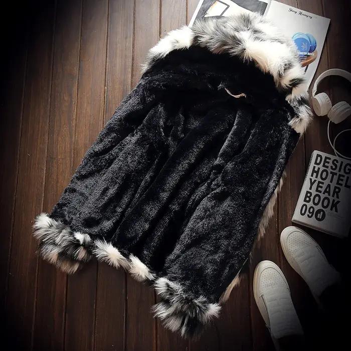 Manteau en fourrure de renard simulé pour hommes, vestes UNIS issantes à capuche, garde au chaud, mi
