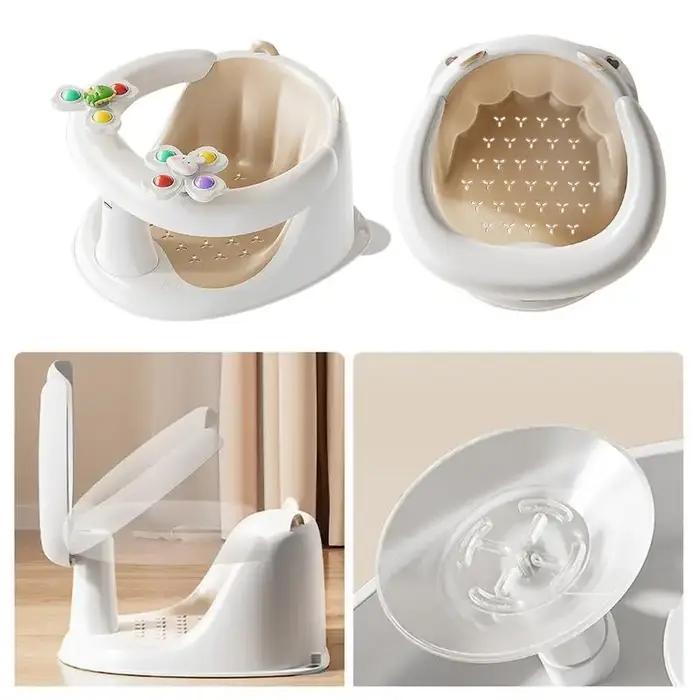 Siège de bain pour bébés assis avec jouets rotatifs antidérapants pour enfants de 1 à 3 ans moments de jeu et bains sécurisés