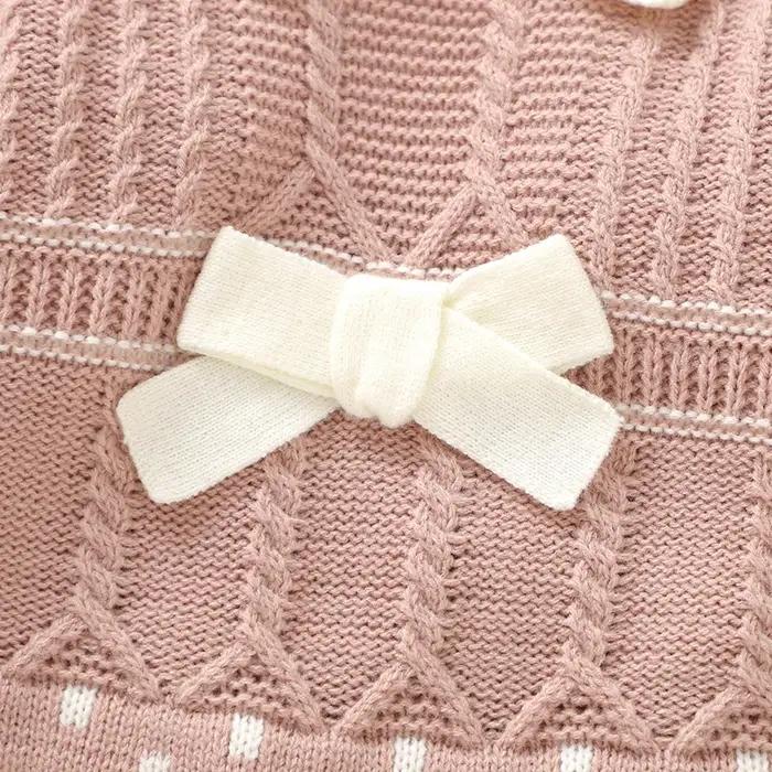 Barboteuse pour bébés filles, chapeaux, vêtements d'automne et d'hiver, rose, manches longues, trico