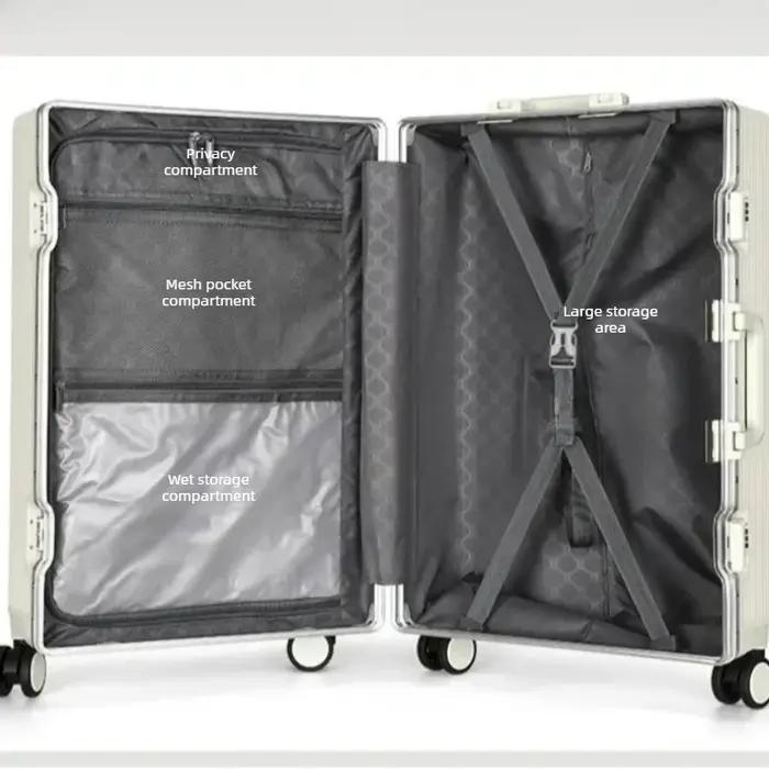 Valise cabine 20 pouces expédiée depuis l'UE, cadre en alliage d'aluminium à ouverture frontale, val