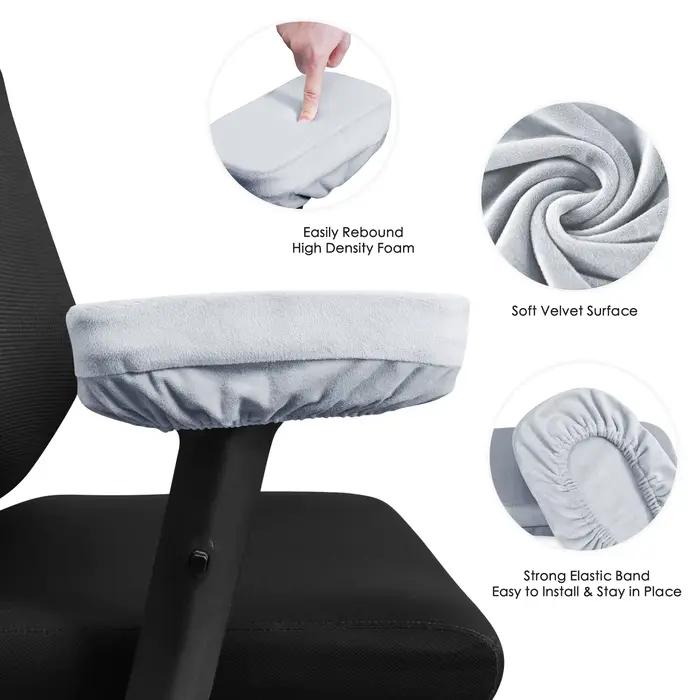 Housses d'accoudoir de chaise de bureau pour coudes et avant-bras, ensemble de 2 pièces en velours é