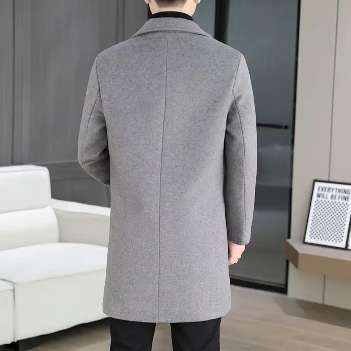 Manteau mi-long en laine pour homme style Business Casual, collection Hiver 2026, chaud, avec doublu