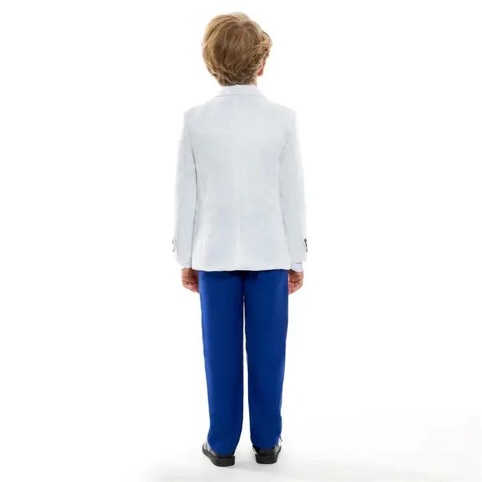 Ensemble de smoking classique blanc et bleu roi pour garçons de 3 à 14 ans – Costume de communion av