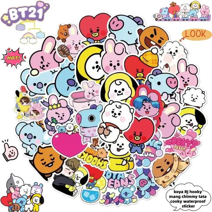Autocollant de dessin animé BT21 koya RJ Shooky Man Chimmy Tata Cooky, accessoire d'animation second