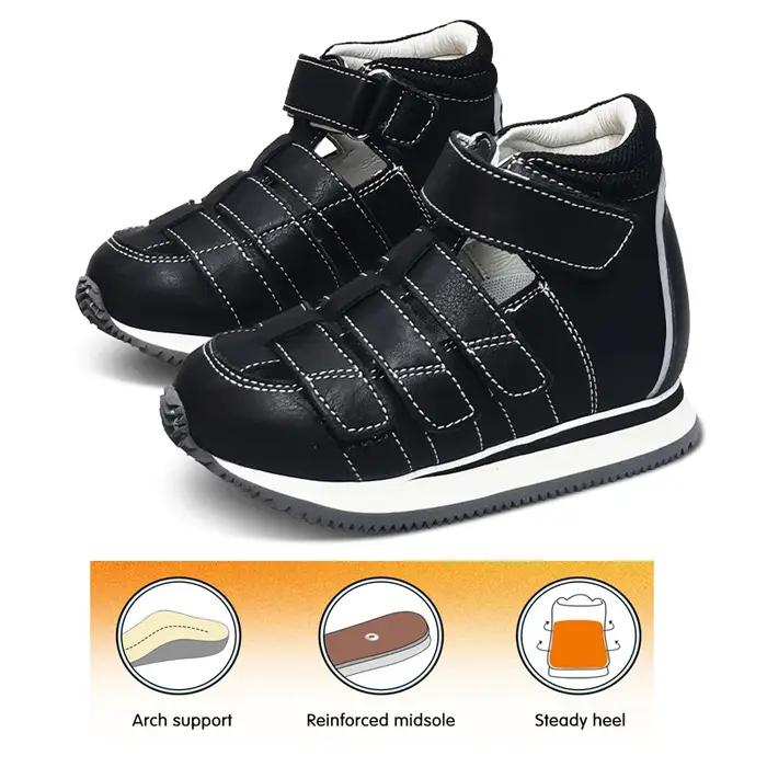 Ortoluckland enfants chaussures garçons été orthopédique en cuir véritable soutien de la voûte plant