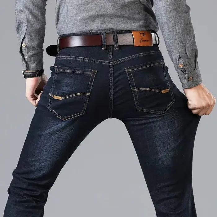 2025New hommes Stretch jean mâle classique élasticité affaires jean hommes mode confortable solide m