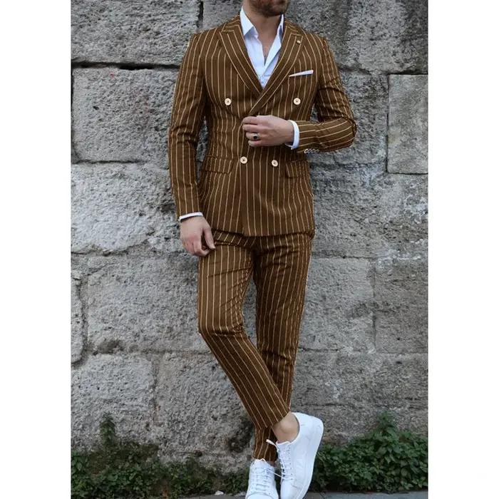 Costumes de classe rayés complets pour hommes, olympiques pour hommes, double boutonnage, haute qual