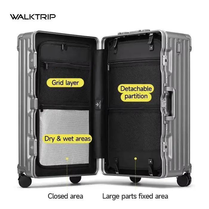 Valise de grande capacité avec cadre en aluminium, serrure TSA, matériau PC de haute qualité, valise
