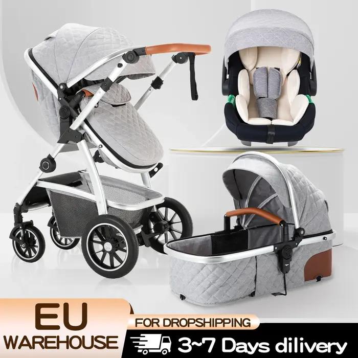 Poussette de luxe 3 en 1 pour bébé, portable, pliable, avec cadre en aluminium, pour nouveau-né et n