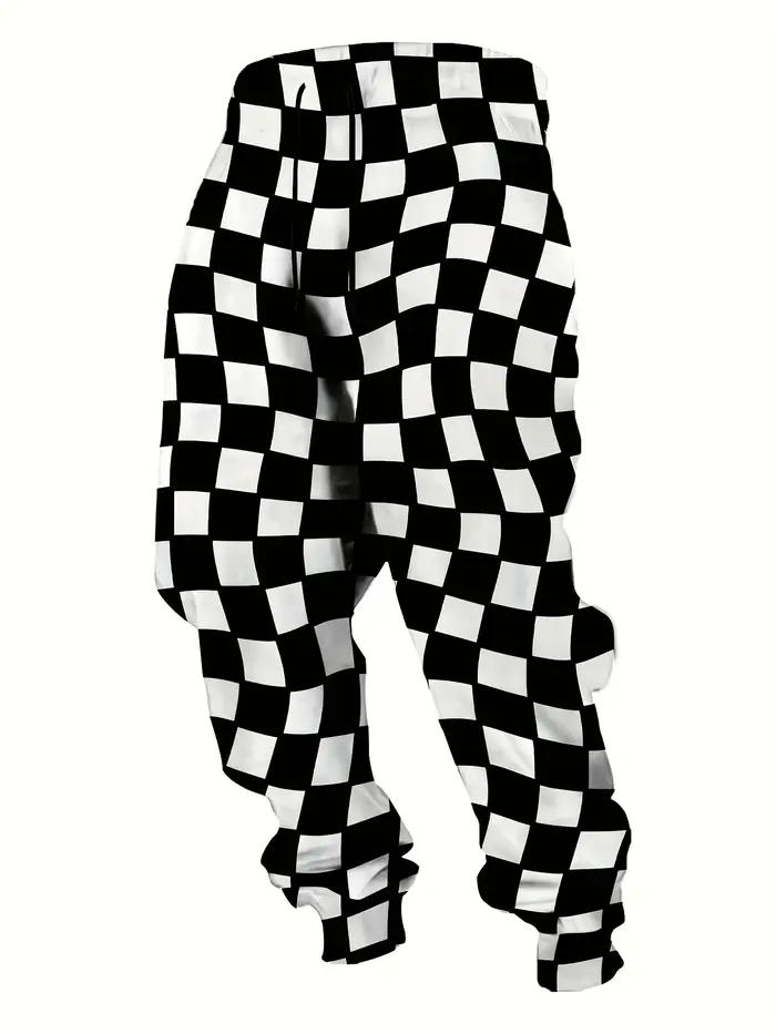 2025 pantalon à motif à carreaux pantalon de rue poches latérales pour hommes cordon élastique panta