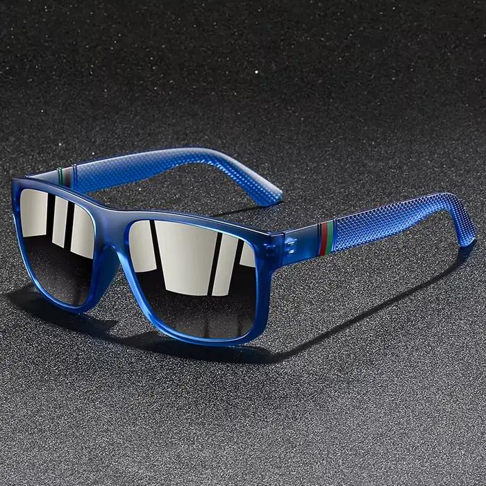 Mode Vintage motif de contrôle carré lunettes de soleil hommes femmes pêche conduite homme marque de