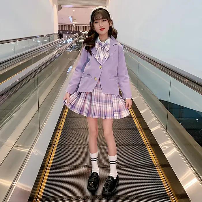 Ensemble trois pièces pour filles, style collège, printemps et automne, nouvelle veste de style étra