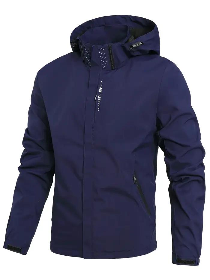 Veste de pluie imperméable légère pour hommes, imperméable d'extérieur à capuche, veste coupe-vent d