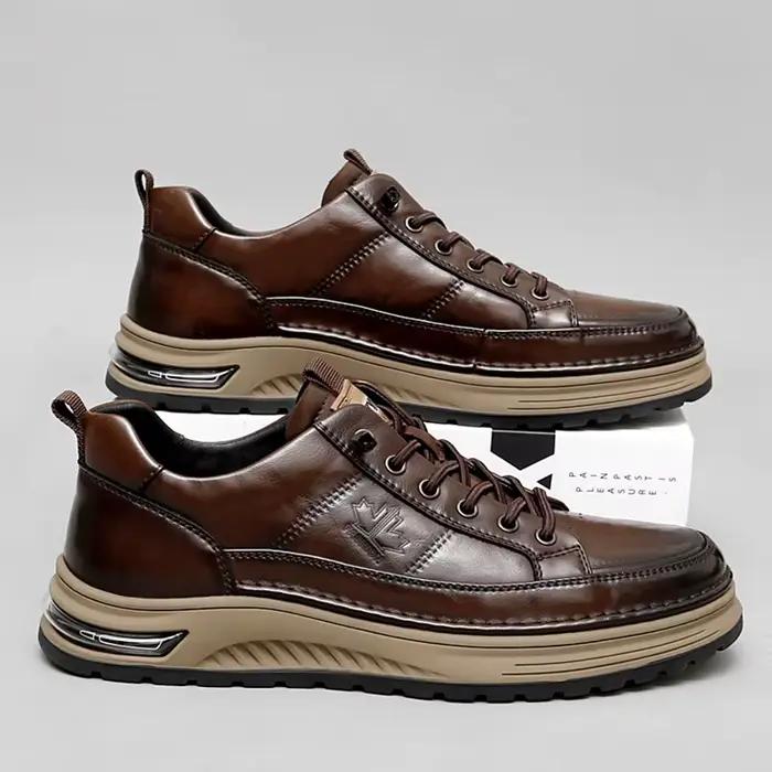 Chaussures pour hommes en cuir véritable italien nouvelles chaussures décontractées à lacets marque