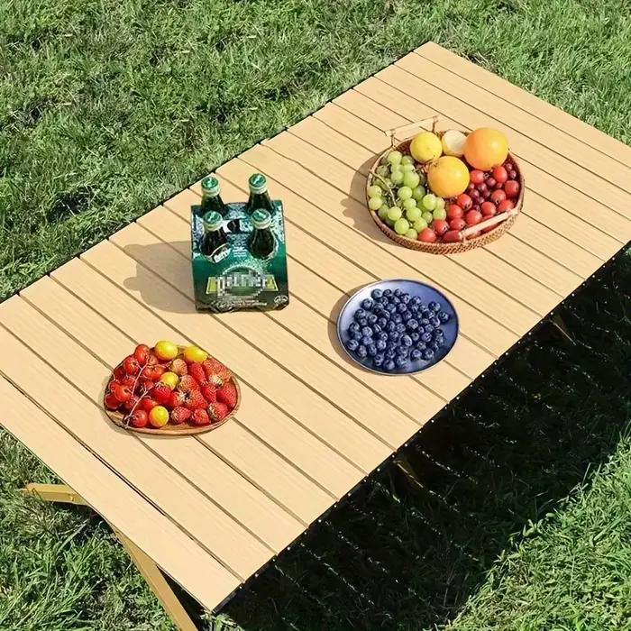 Table de pique-nique pliante, table de camping enroulable portable de 4 pieds, table en rouleau d'œu