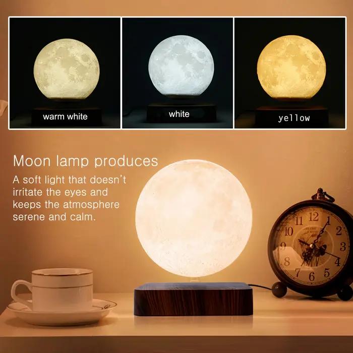 Veilleuse flottante magnétique 3D LED avec base en bois, lampe de table créative, 3 couleurs de temp