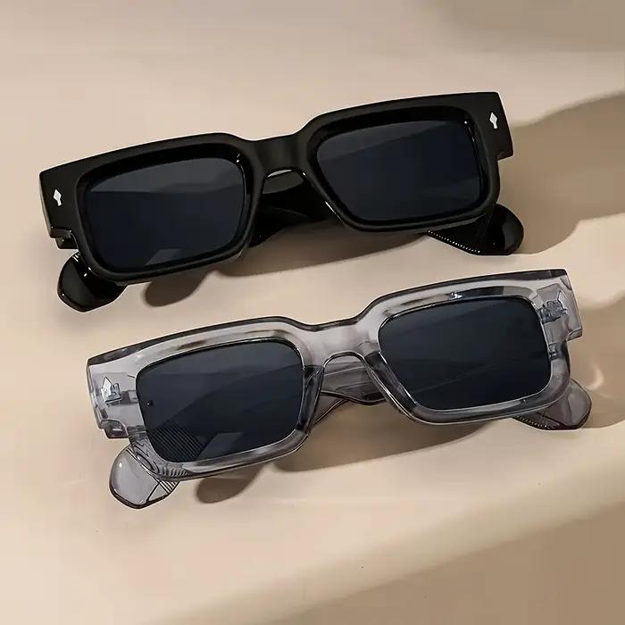 Lunettes de soleil carrées rétro unisexes, 1 pièce, Protection UV classique, monture en plastique, p