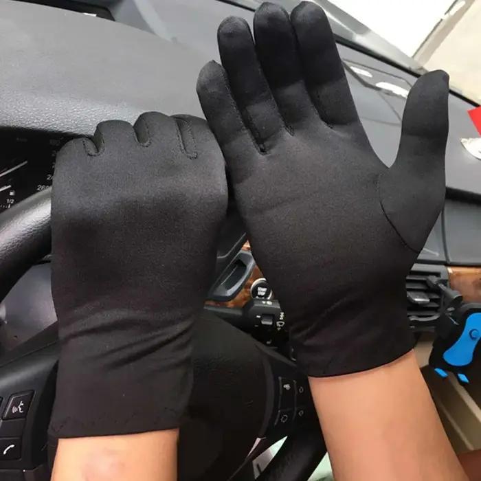 1 paire printemps été gants en Spandex noir blanc étiquette mince gants extensibles danse serré blan