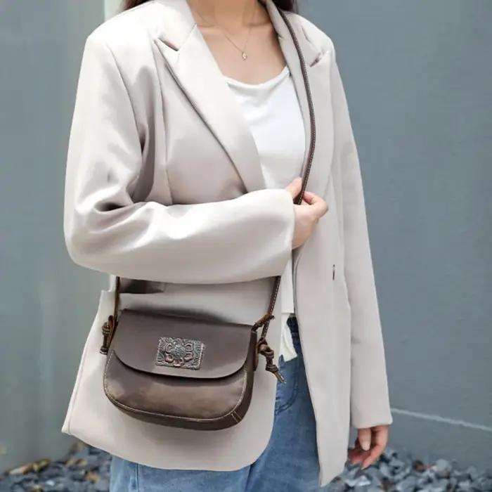 Sac à main pour femme en cuir Crazy Horse Johnature 2026 Nouveau sac bandoulière petit sac rétro en