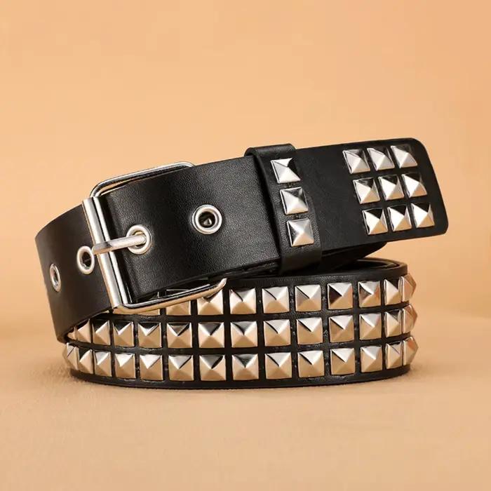 Tendance Rivet ceinture métal lourd ceinture hommes femmes Punk discothèque Rock Style ceinture jean