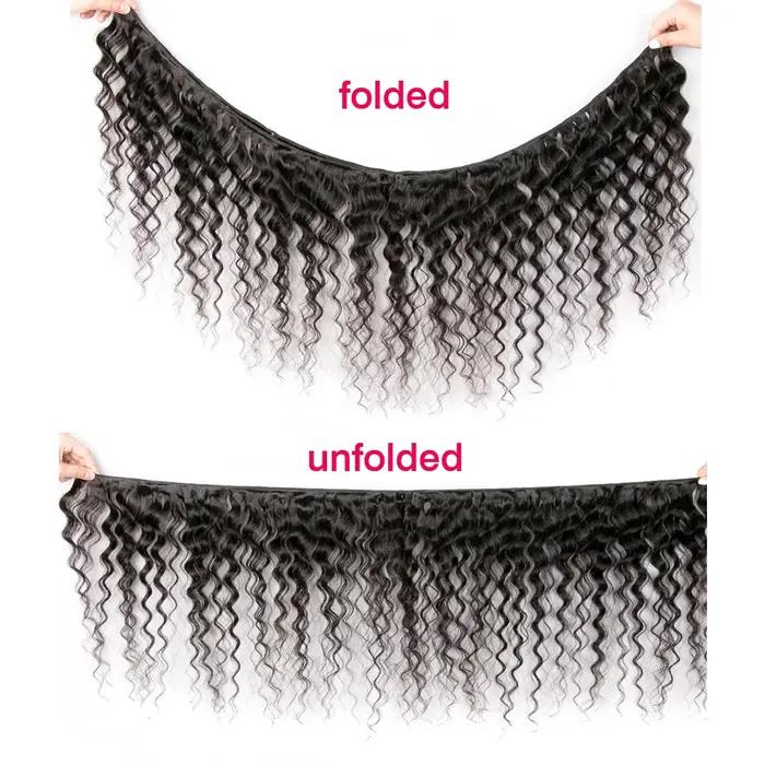 Tissage en Lot Brésilien Naturel Deep Wave avec Closure, 4x4