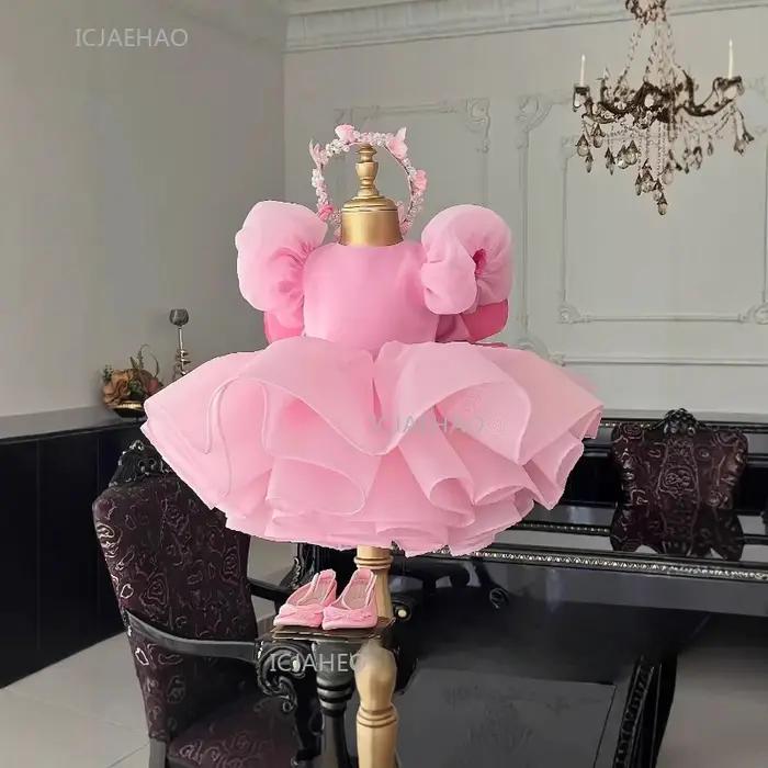 Robe d'été pour enfants, rose, courte, avec ailes, style tutu mignon, costume de fée, robe de prince