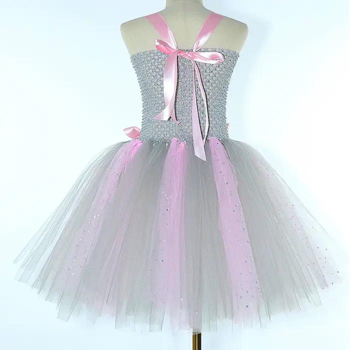Costumes de souris rose gris scintillant pour bébés filles, robe Tutu de Rat gris pour enfants, tenu