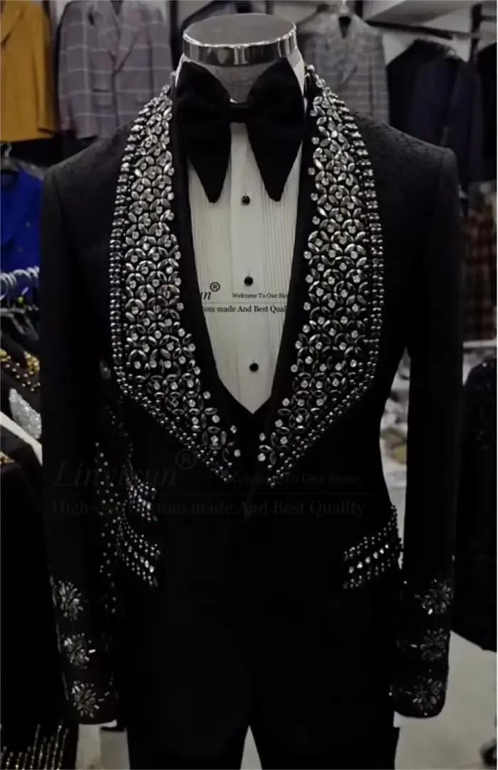 Magnifiques ensembles de costumes pour hommes 3 pièces, ornements de bijouterie, blazer de marié per