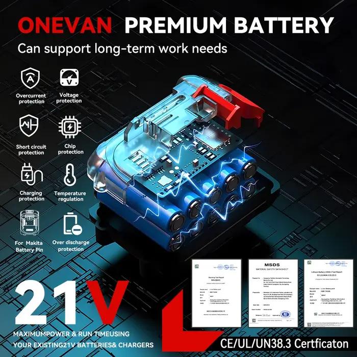 ONEVAN 21V batterie au Lithium 928VF 29900mAh 588VF 22900mAh indicateur de capacité Rechargeable pou