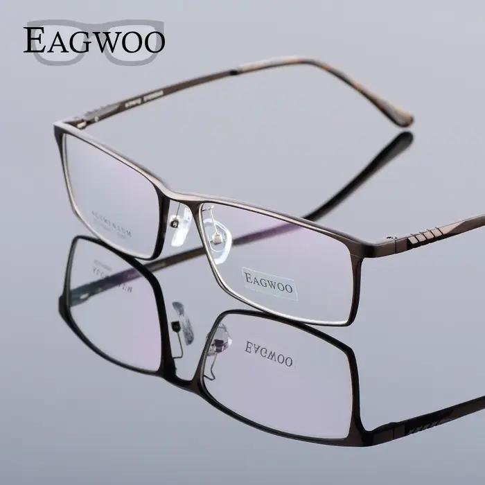 Eagwoo aluminium hommes large visage lunettes de Prescription jante complète cadre optique affaires