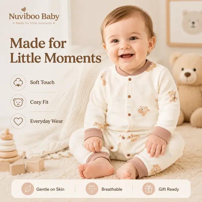Vêtements d'automne pour bébé en 100% coton sous-vêtements nouveau-né barboteuse à manches longues vêtements de détente body une pièce