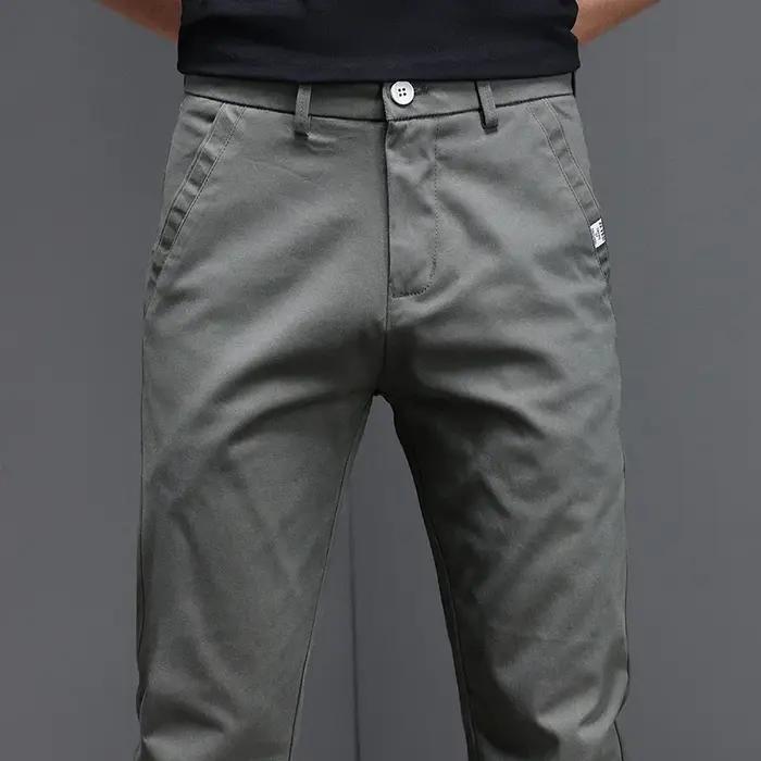Pantalon décontracté pour homme, 2024 coton, mode coréenne, coupe slim, gris, noir, fjingent, printe