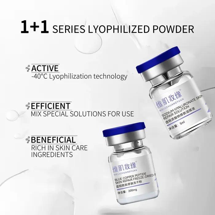 Ensemble de lyophilisation au Peptide de cuivre bleu, poudre lyophilisée, améliore les rides, Essenc