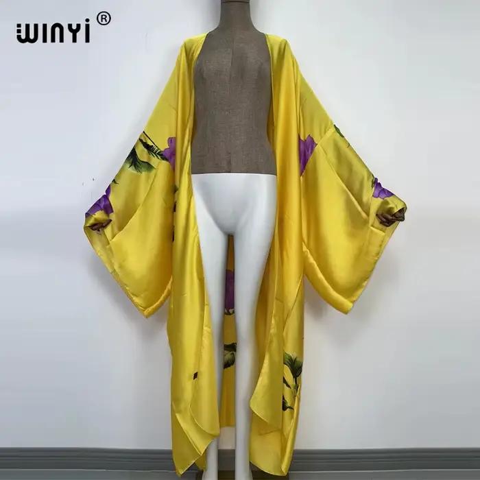 WINYI nouveau été femmes Cardigan point Cocktail Sexcy Boho Maxi vacances africaines manches chauve-