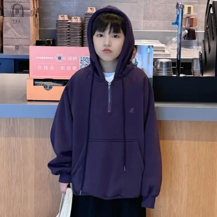 Sweat à capuche doublé de polaire pour garçons et grands enfants, élégant, polyvalent et chaud, pour