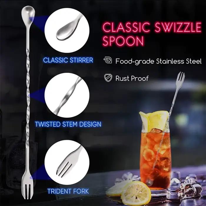 LMETJMA 10 pouces acier inoxydable Cocktail Muddler et cuillère à mélanger professionnel Bar Cocktai