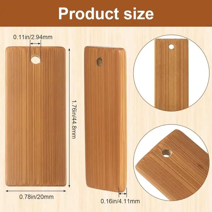 Étiquettes vierges en bois naturel 45x20mm, 50 pièces, étiquettes en bambou pour porte-clés, bagues,