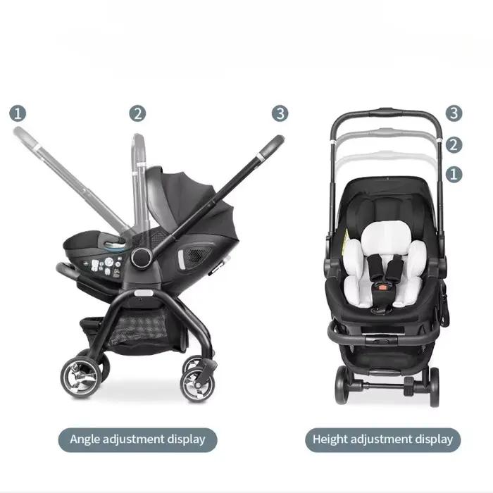 Poussette bébé rose 4-en-1 toute neuve. Poussette portable pour bébé, siège auto pour enfant, bercea