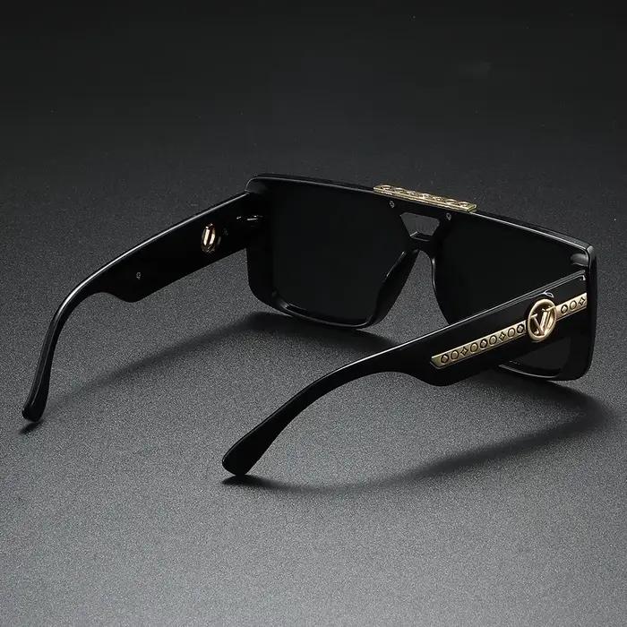 Nouveau cadre carré noir rétro classique pour hommes, décoration à motif de temple exquis, à la mode