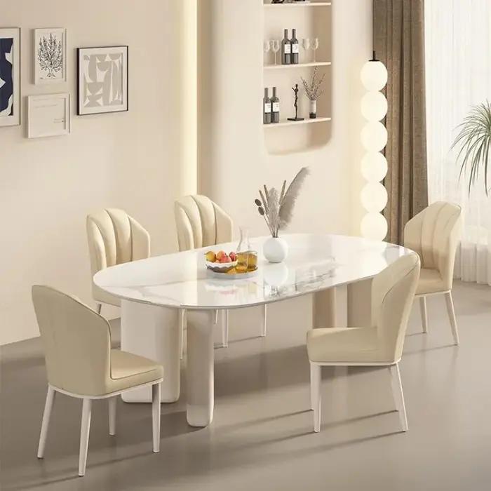 Chaise de salle à manger nordique crème – Chaise longue design minimaliste, meubles de salon et de s