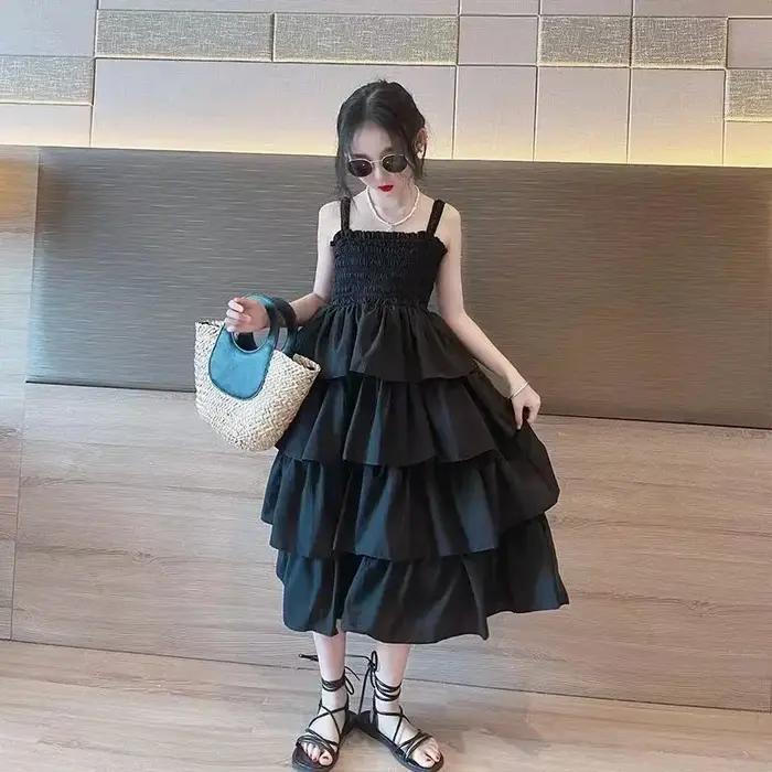 Robes pour filles, couleur unie, robe d'été pour enfant, style décontracté, robes de fête pour enfan