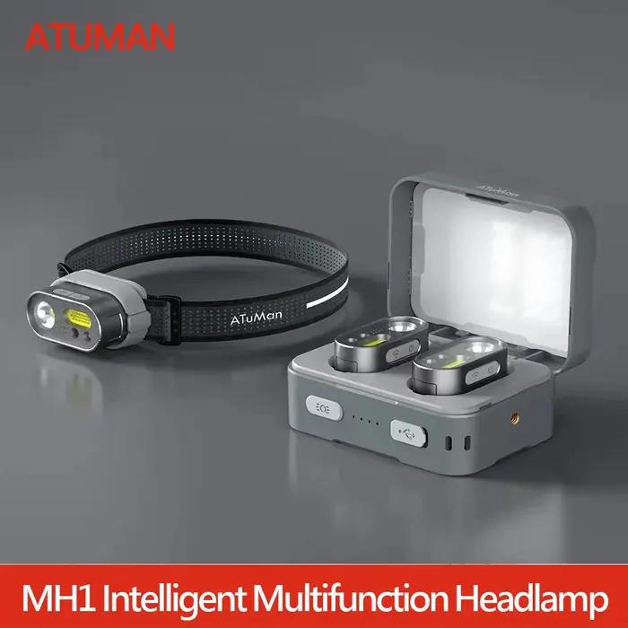 ATuMan DUKA MH1 Kit de lampe frontale multifonctionnelle USB Rechargeable Portable puissant Led Cob